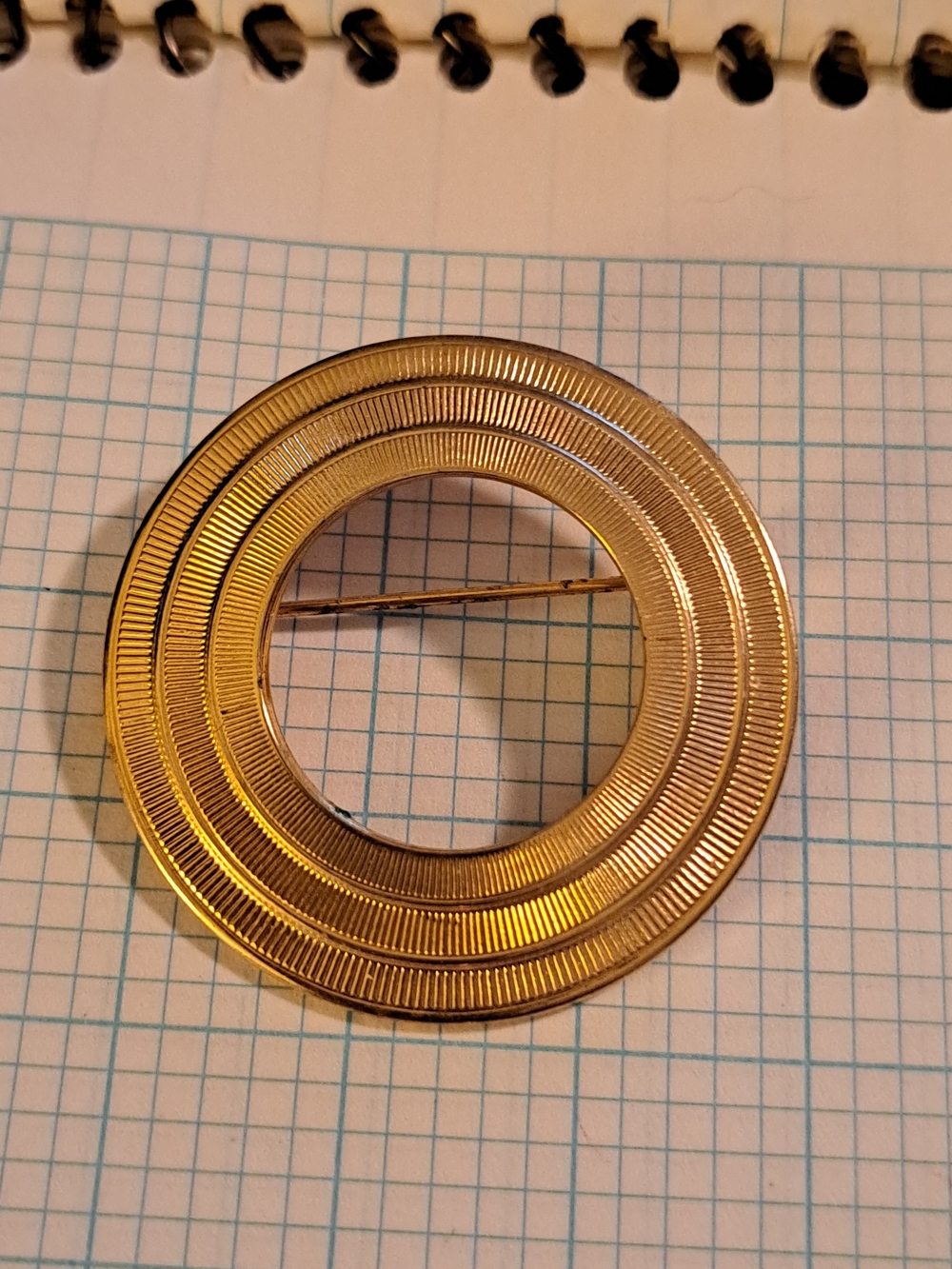 Gold-Tone Circular Ring Brooch Pin